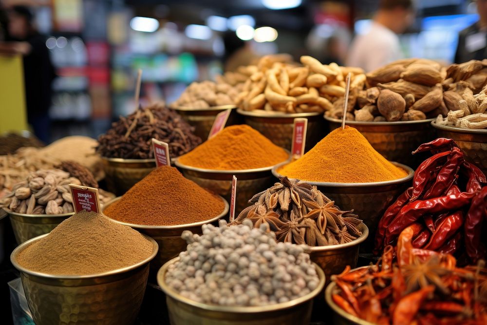 Spice market food arrangement. AI generated Image by rawpixel.