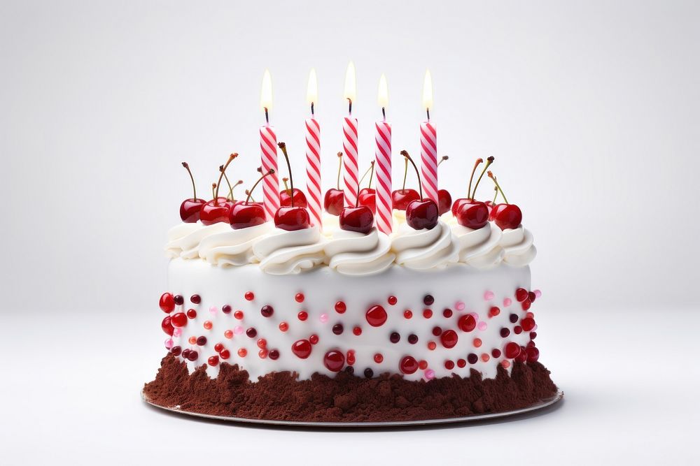 Candle cake birthday dessert. AI generated Image by rawpixel.