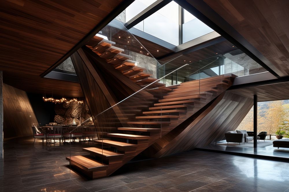 Architecture wood staircase building. AI generated Image by rawpixel.