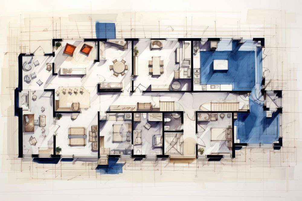 Architecture blueprint building diagram. 