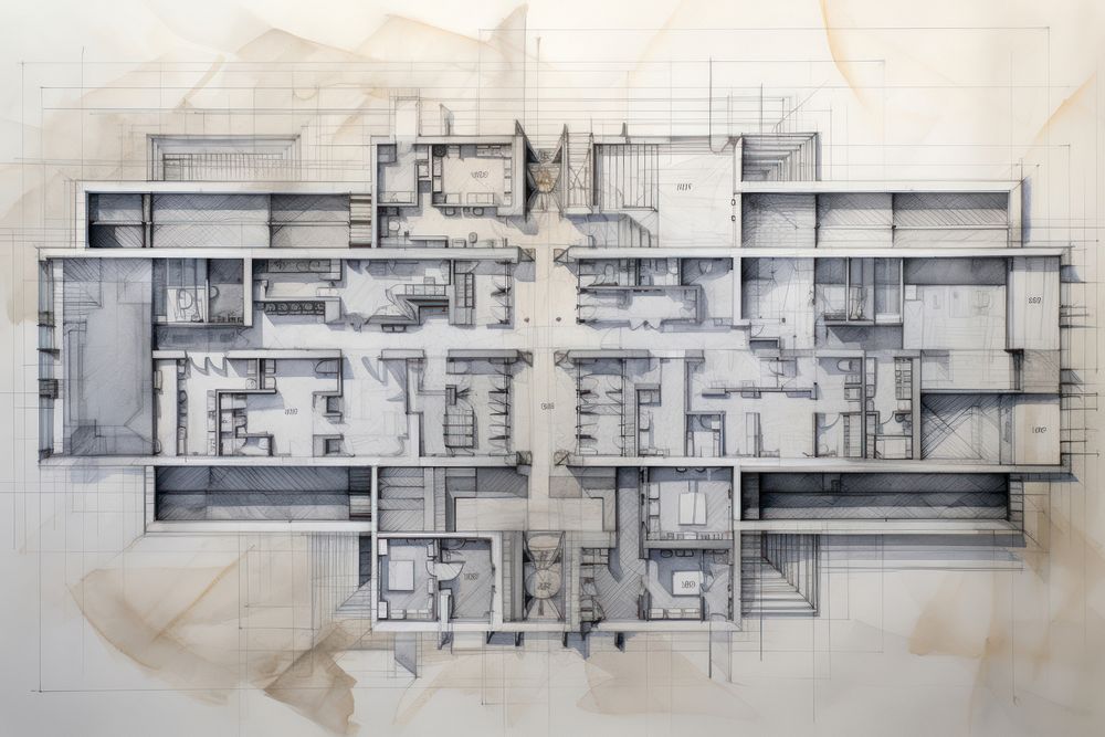 Architecture blueprint building diagram. AI generated Image by rawpixel.