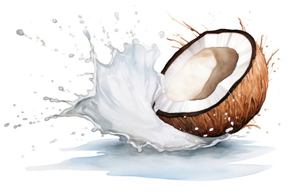 Coconut freshness splashing eggshell. 