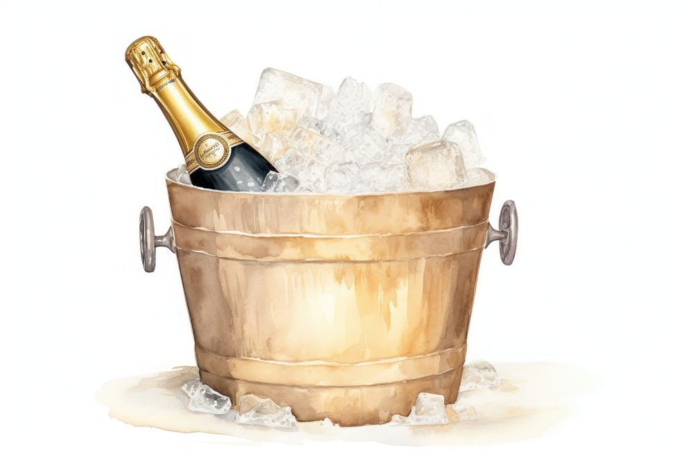 Bucket champagne bottle white background. AI generated Image by rawpixel.