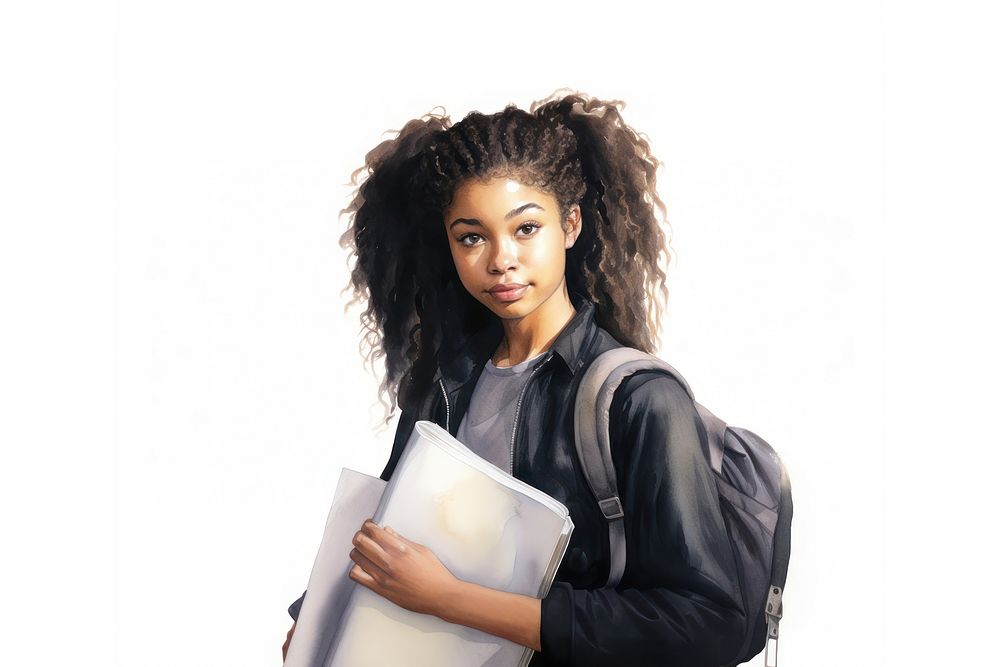 Student backpack portrait female. AI generated Image by rawpixel.