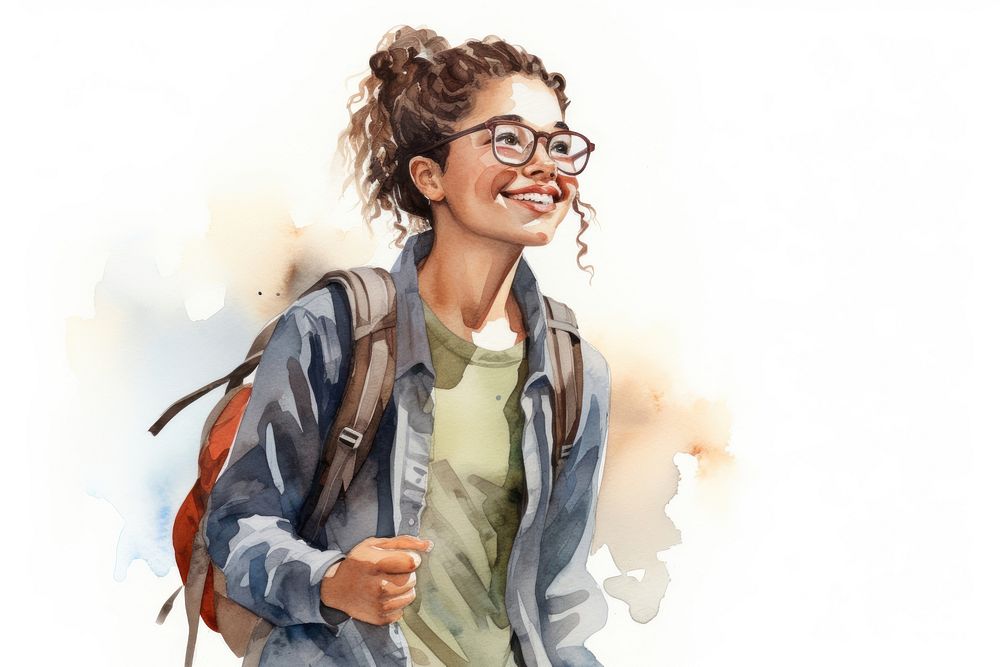 Laughing portrait glasses smile. AI generated Image by rawpixel.