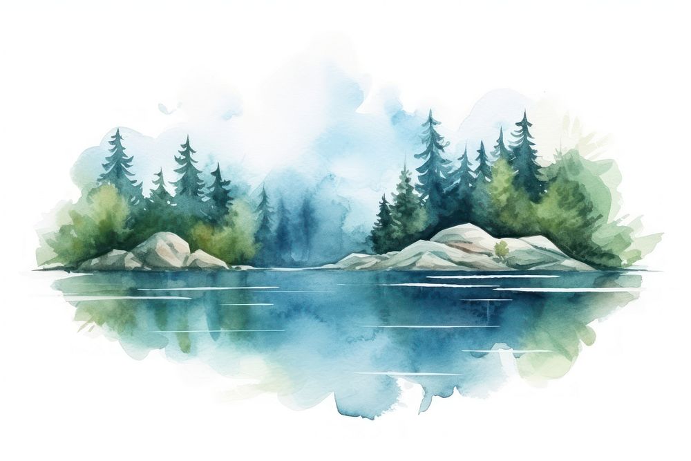 Lake outdoors nature forest. AI generated Image by rawpixel.