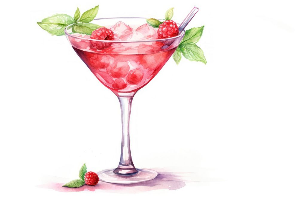 Cocktail strawberry raspberry martini. AI generated Image by rawpixel.