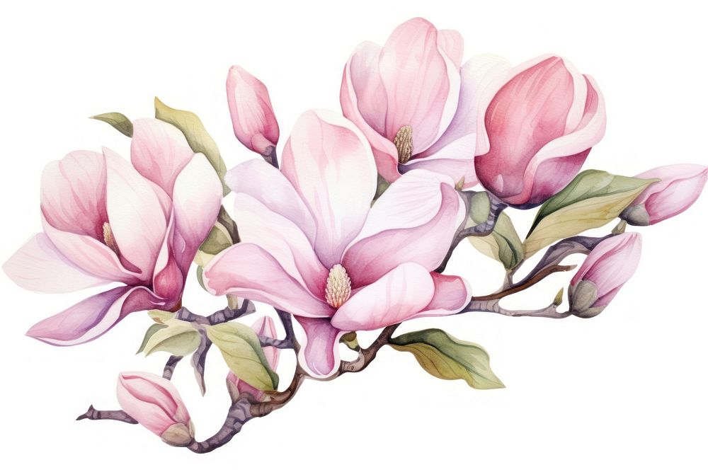 Flower magnolia blossom drawing. AI generated Image by rawpixel.