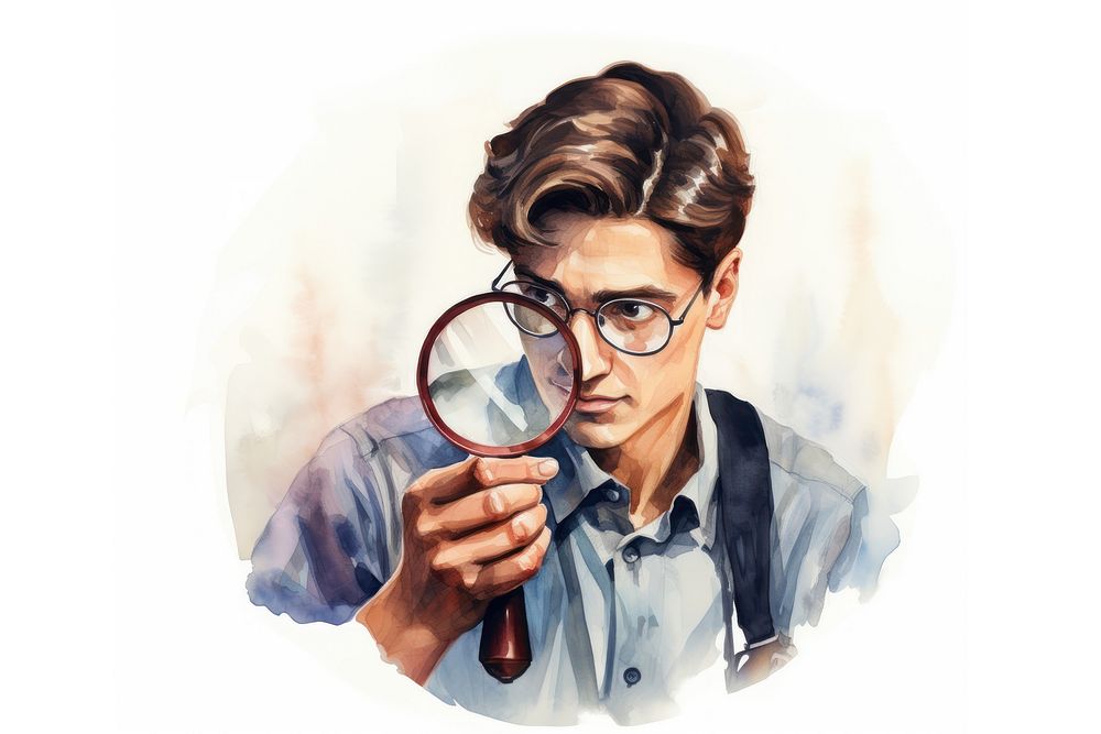 Magnifying portrait glasses adult. AI generated Image by rawpixel.
