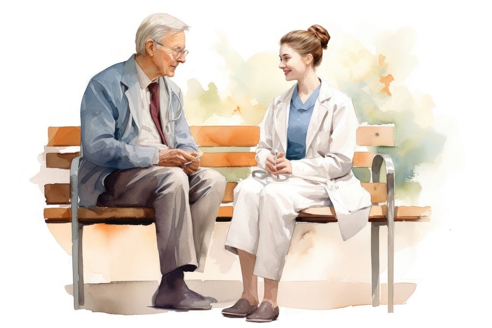 Patient sitting bench furniture. AI generated Image by rawpixel.