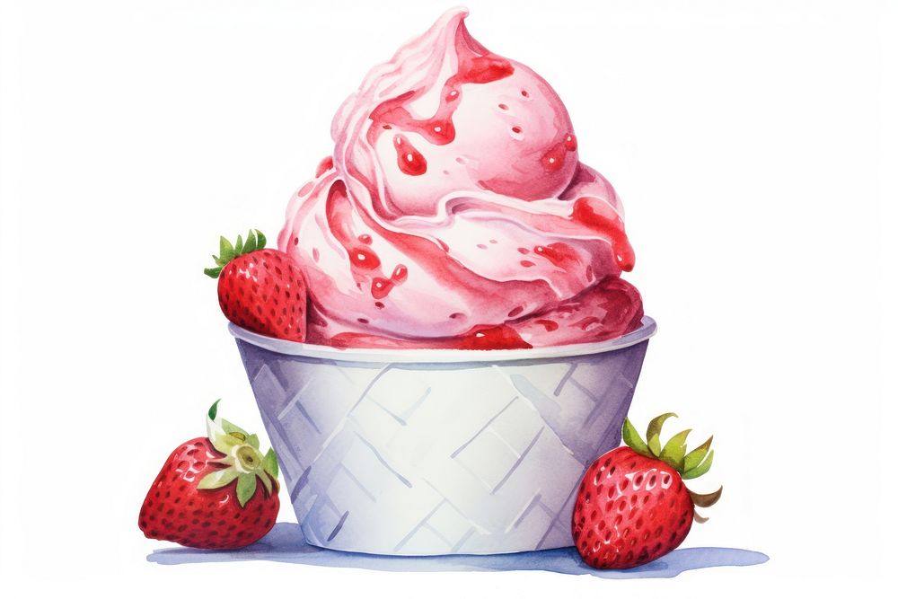 Strawberry cream dessert fruit. AI generated Image by rawpixel.