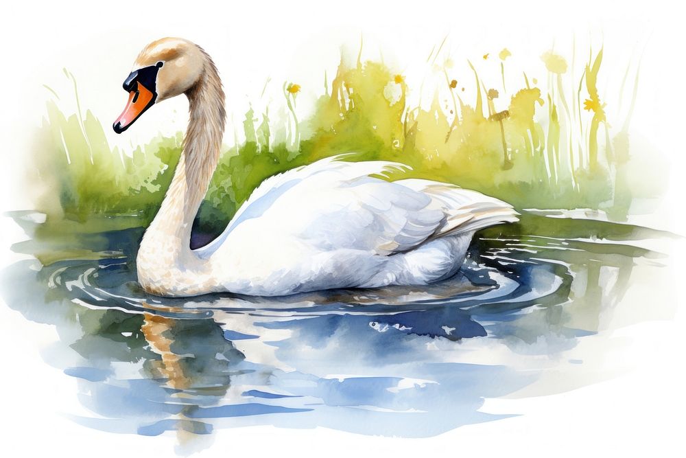 Swan swimming animal bird. AI generated Image by rawpixel.