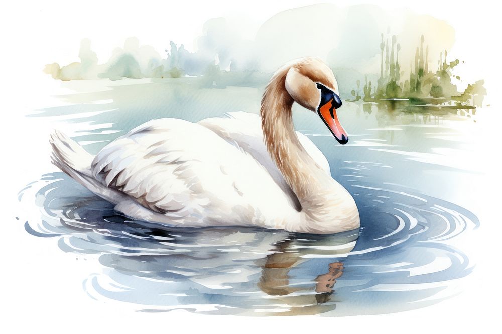 Swan swimming outdoors animal. AI generated Image by rawpixel.