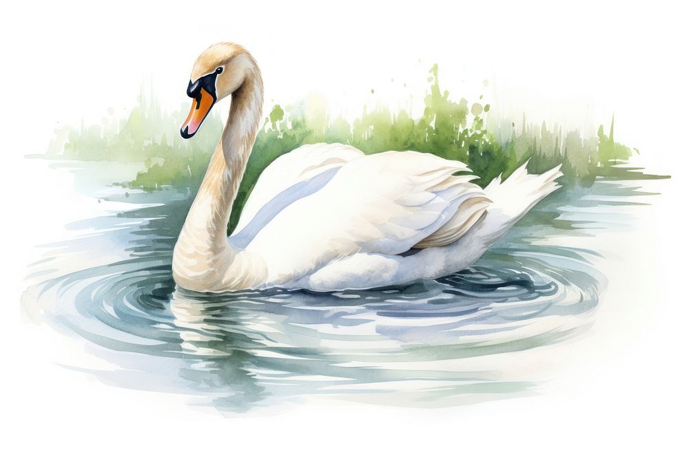 Swan swimming animal water. AI generated Image by rawpixel.