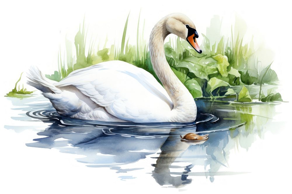 Swan swimming animal white. 