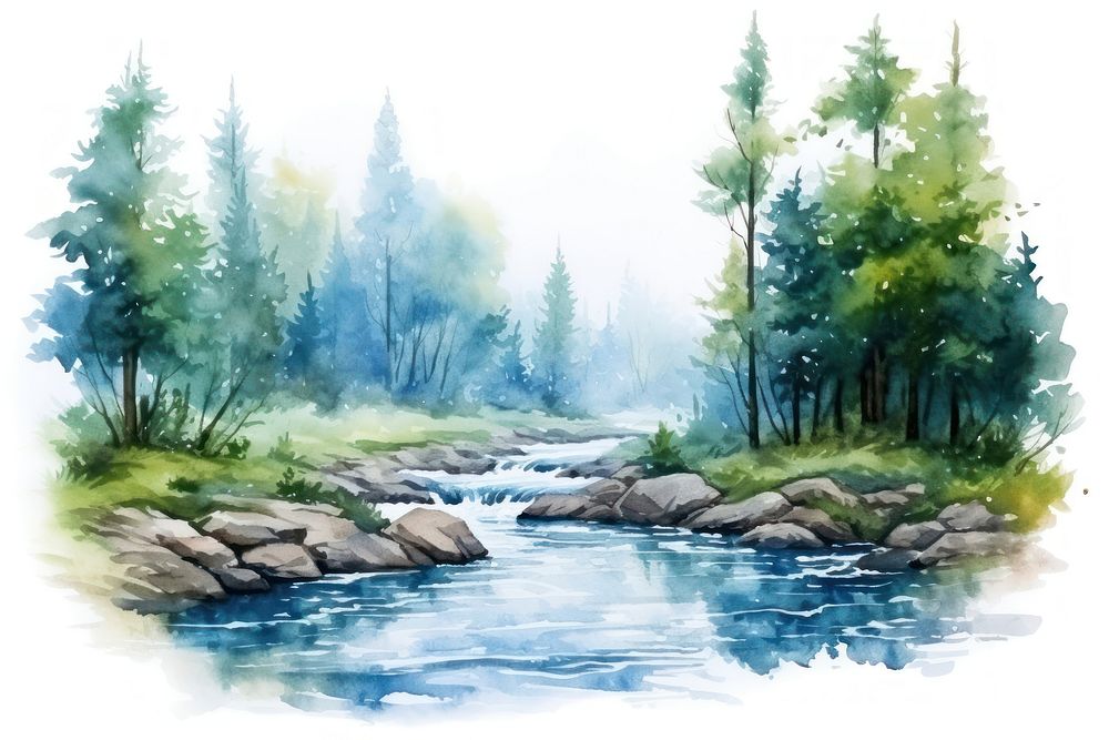 Painting wilderness landscape outdoors. AI generated Image by rawpixel.