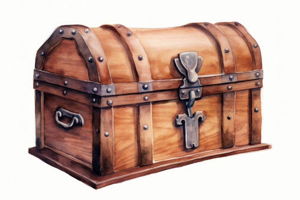 Treasure wood box white background. AI generated Image by rawpixel.