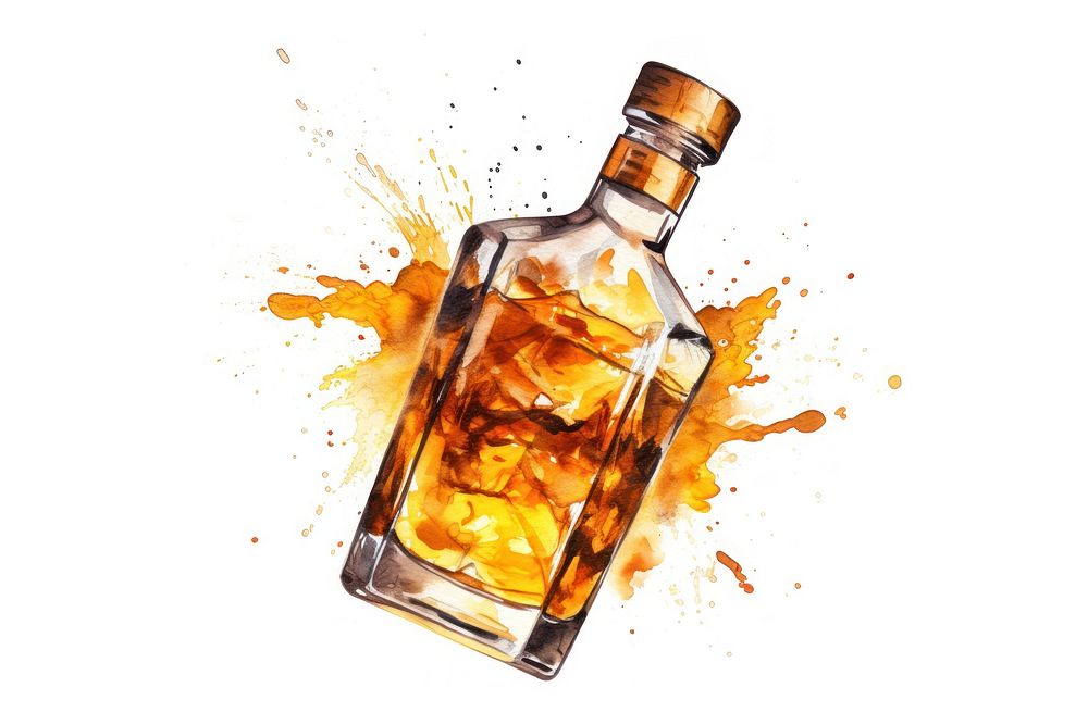 Whisky bottle drink white background. AI generated Image by rawpixel.