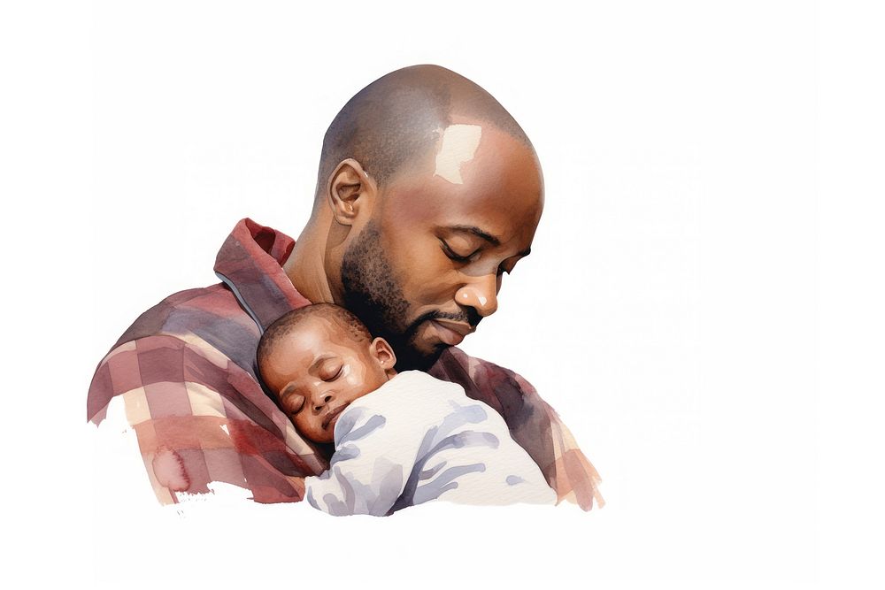 Portrait newborn hugging father. AI generated Image by rawpixel.