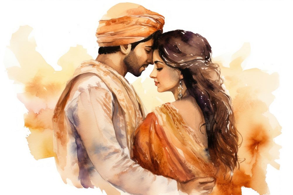 Turban adult affectionate togetherness. AI generated Image by rawpixel.