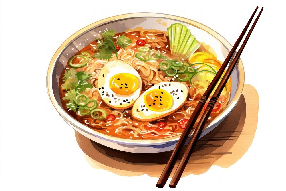 Chopsticks ramen plate meal. AI generated Image by rawpixel.