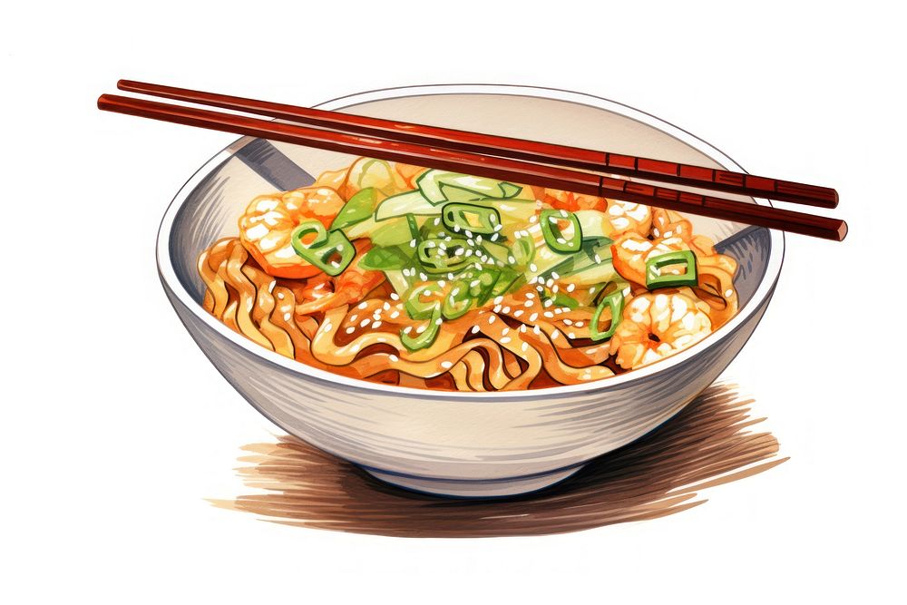 Chopsticks bowl noodle food. AI generated Image by rawpixel.
