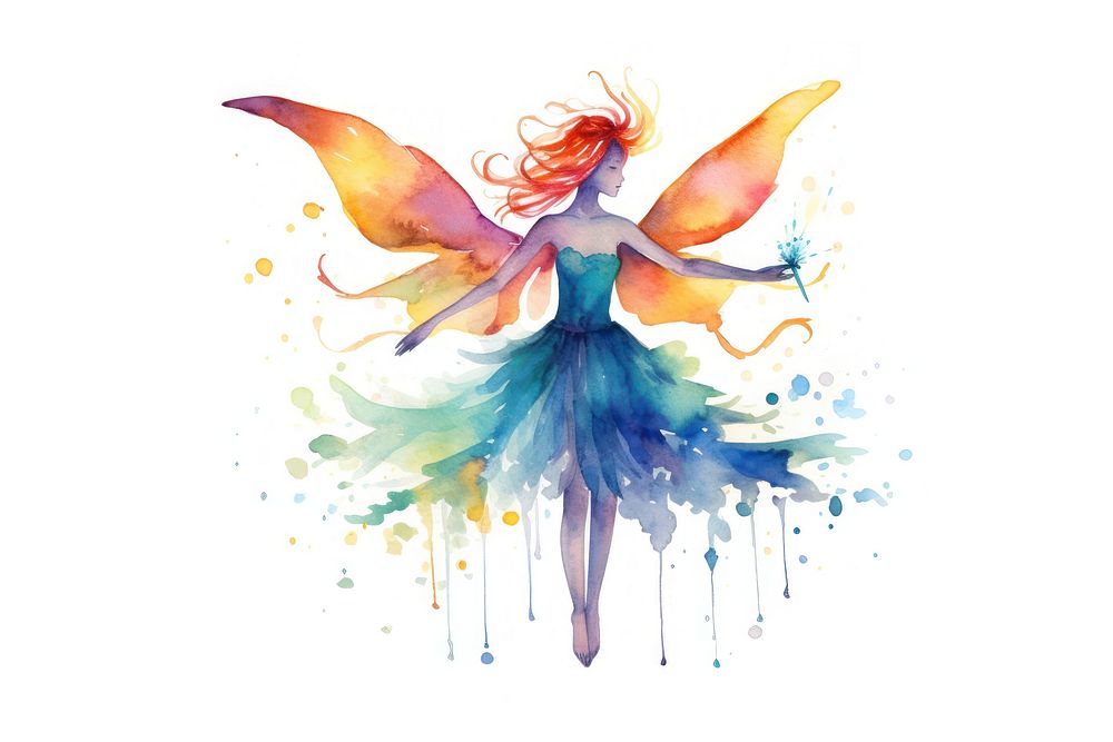 Dancing fairy art white background. AI generated Image by rawpixel.