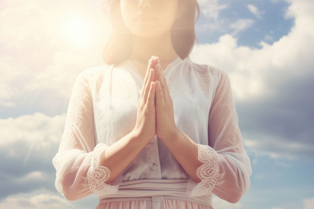 Praying adult woman hand. AI generated Image by rawpixel.
