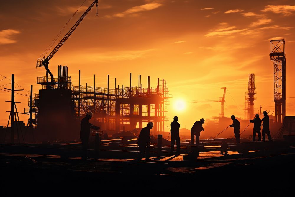 Outdoors architecture construction silhouette. AI generated Image by rawpixel.