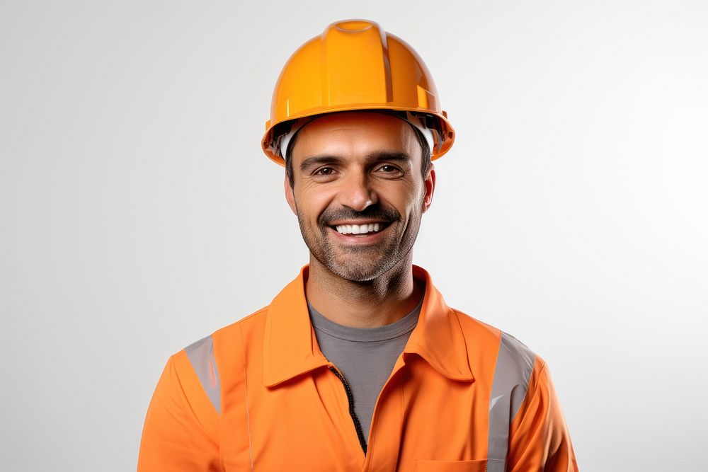 Portrait hardhat helmet adult. 