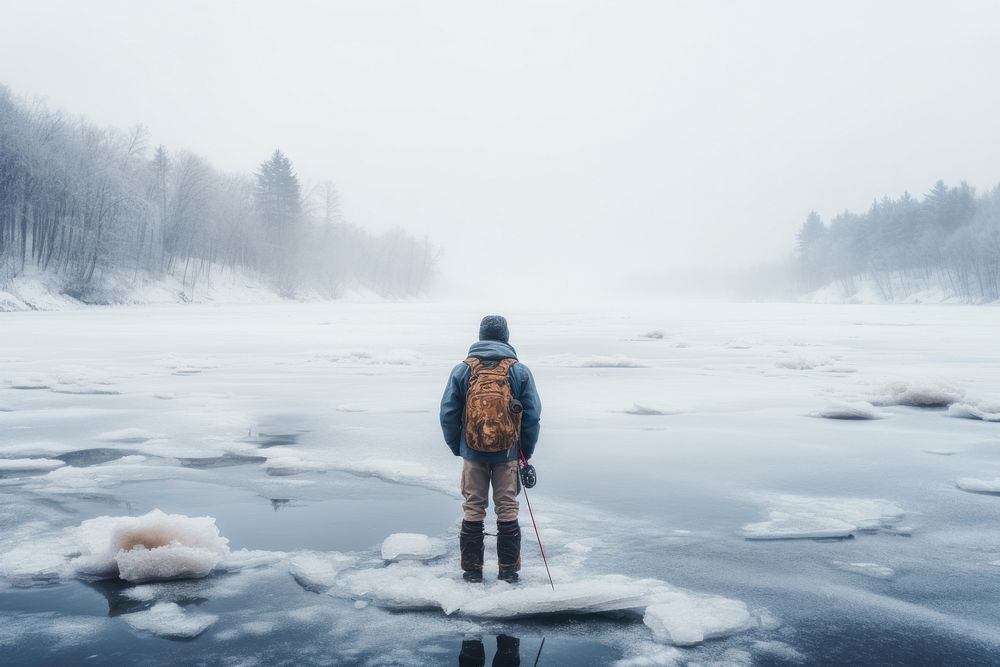 Winter ice adventure standing. AI generated Image by rawpixel.