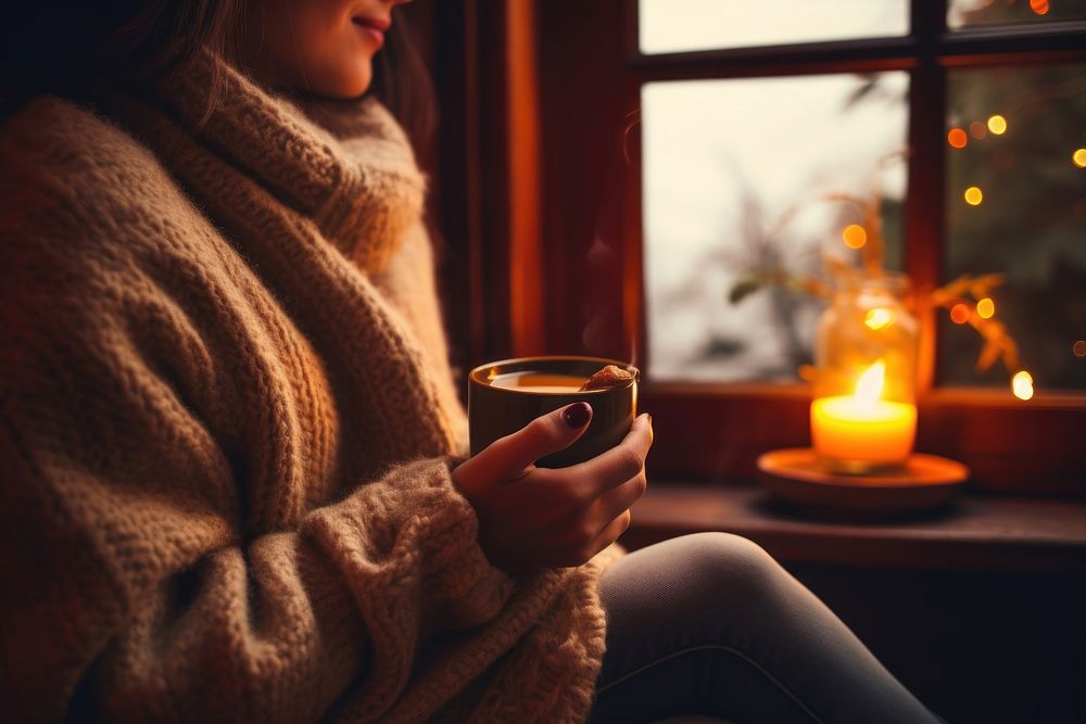 Drink sweater candle coffee. AI generated Image by rawpixel.
