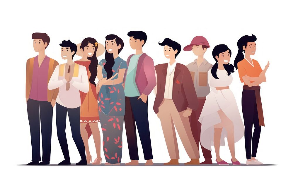 People adult togetherness illustrated. AI generated Image by rawpixel.