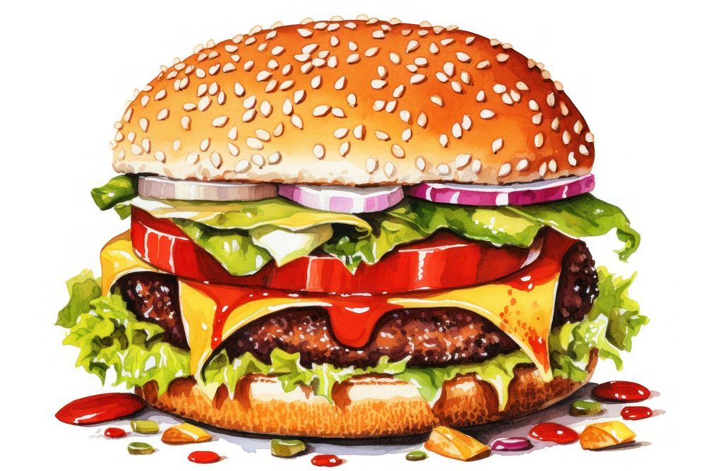 Food white background hamburger fast food. AI generated Image by rawpixel.