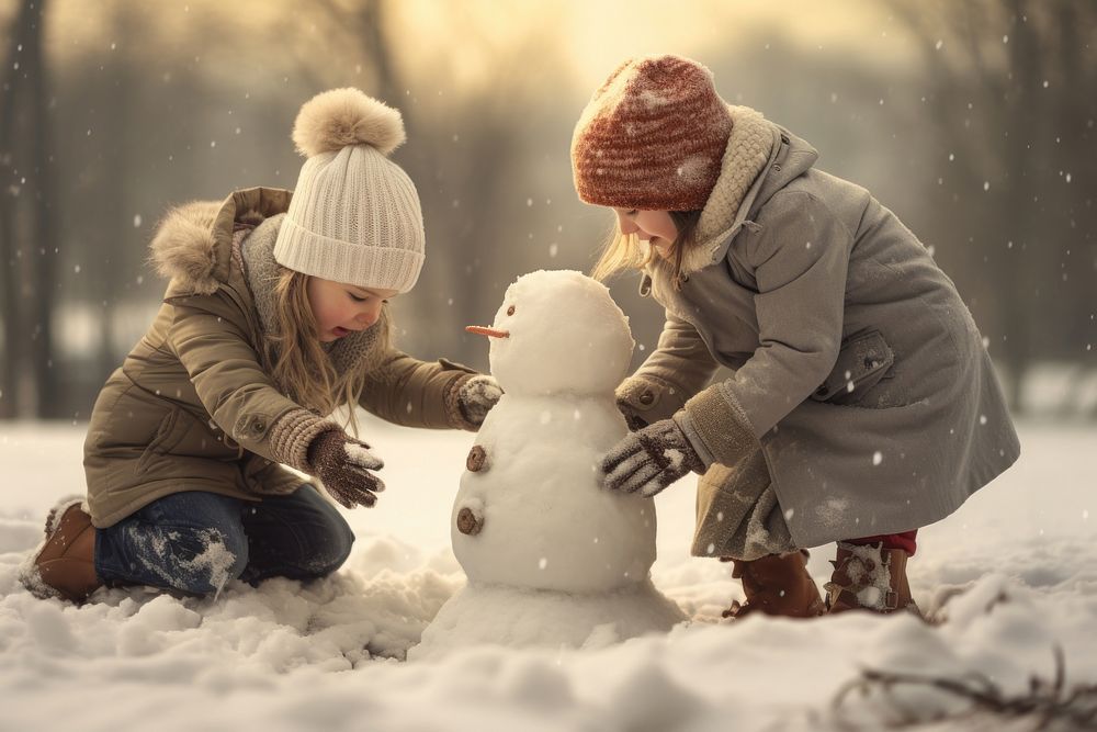 Snowman outdoors winter nature. AI generated Image by rawpixel.