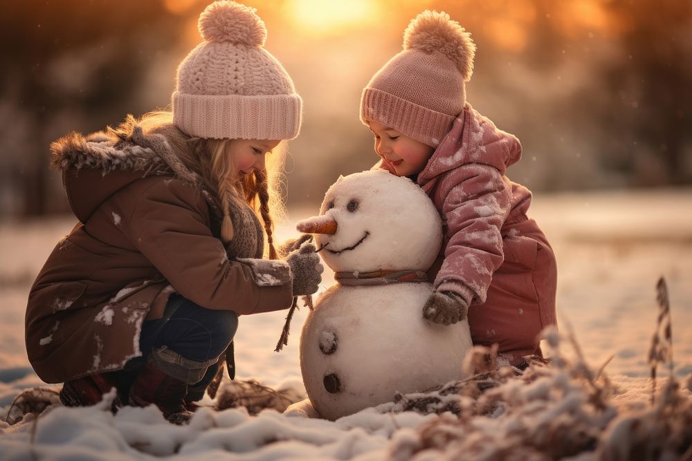 Snowman outdoors winter nature. 