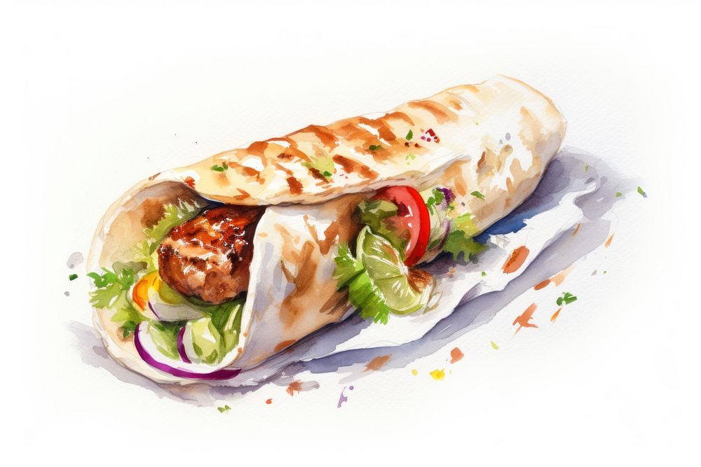 Food bread kebab white background. AI generated Image by rawpixel.