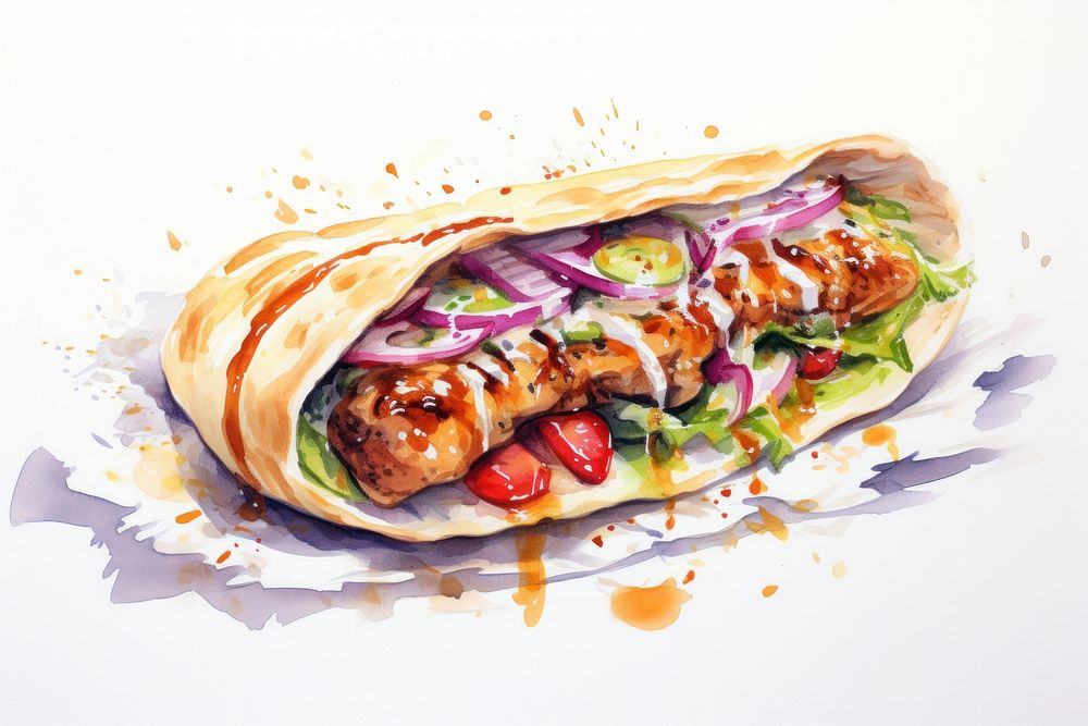 Food bread kebab plate. AI generated Image by rawpixel.