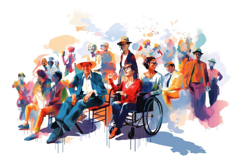 Wheelchair people adult togetherness. AI generated Image by rawpixel.