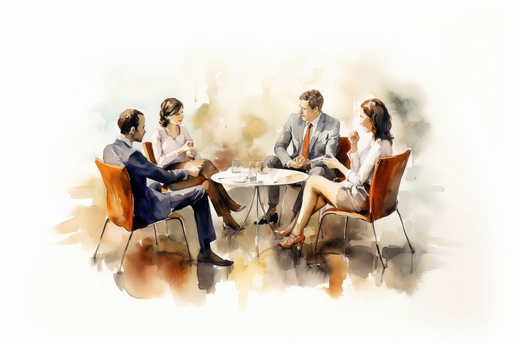 Sitting conversation furniture talking. AI generated Image by rawpixel.