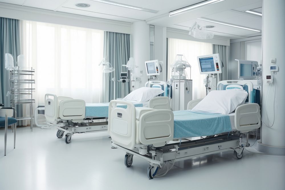 Hospital bed architecture furniture. AI generated Image by rawpixel.