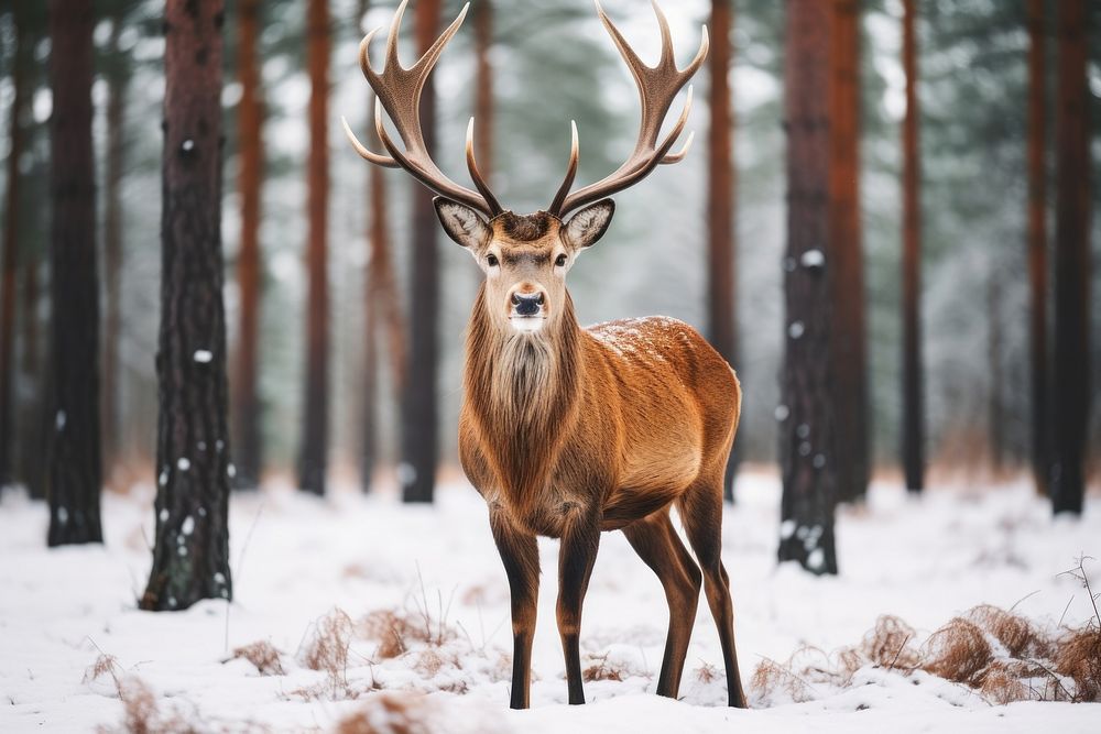 Wildlife winter animal mammal. AI generated Image by rawpixel.
