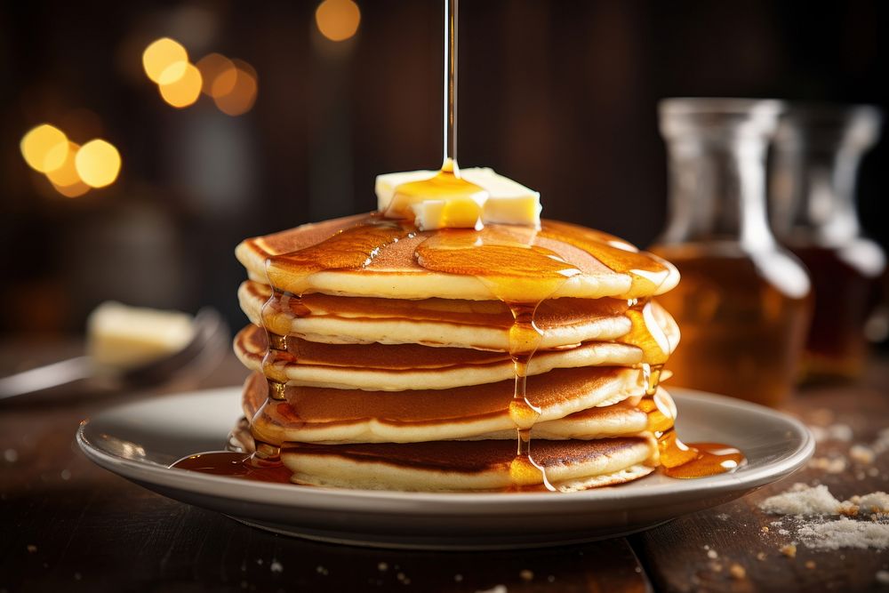Pancake breakfast brunch plate. AI generated Image by rawpixel.