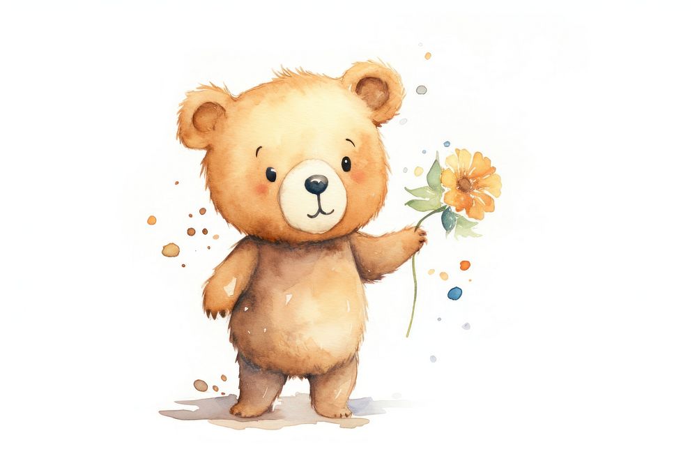 Flower cute bear toy. AI generated Image by rawpixel.