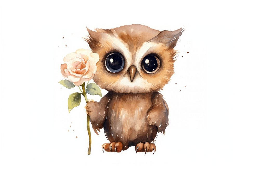 Flower owl animal plant. AI generated Image by rawpixel.