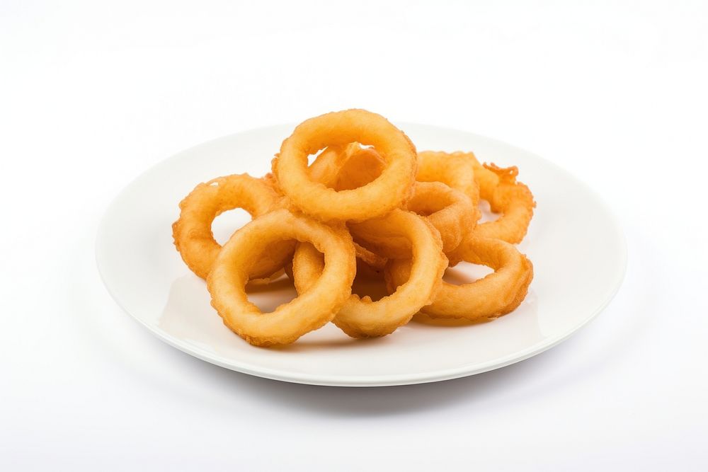 Plate food white background onion ring. AI generated Image by rawpixel.