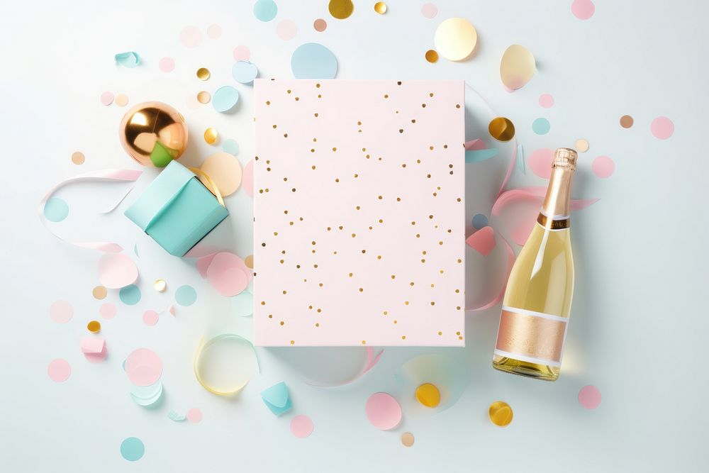 Confetti paper champagne bottle. AI generated Image by rawpixel.