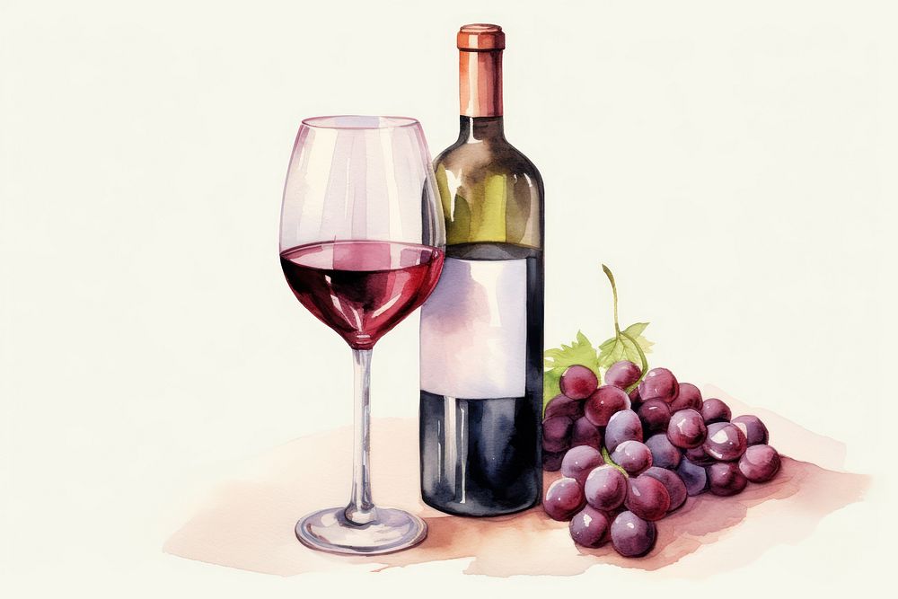 Bottle glass wine grapes. AI generated Image by rawpixel.