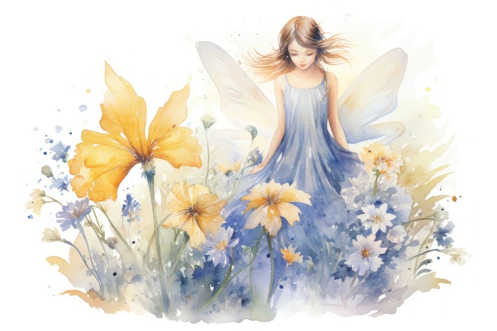 Flower painting fairy angel. AI generated Image by rawpixel.