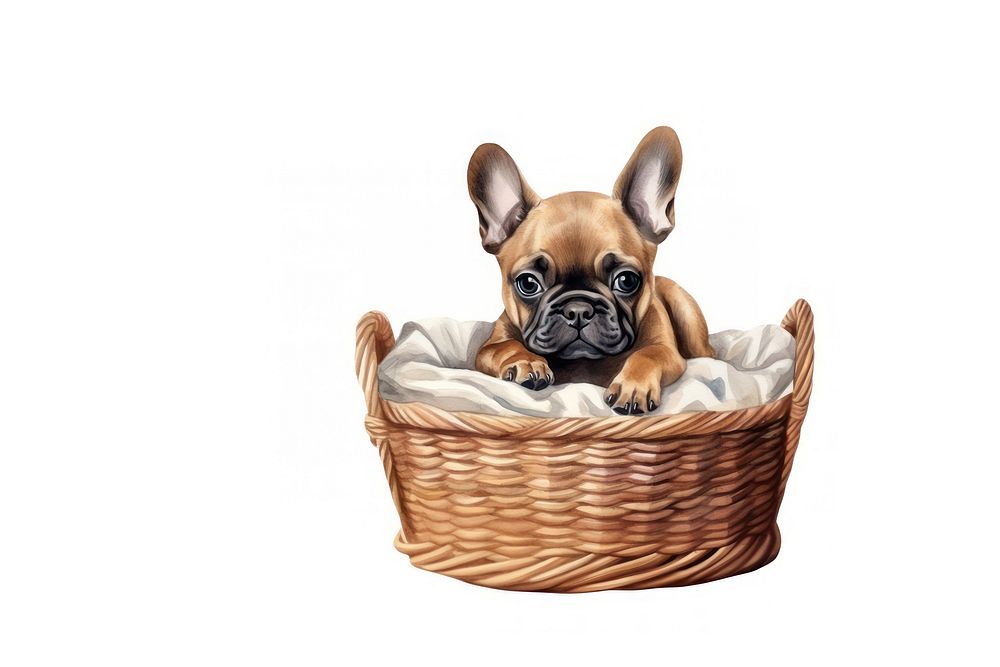 Bulldog basket mammal animal. AI generated Image by rawpixel.